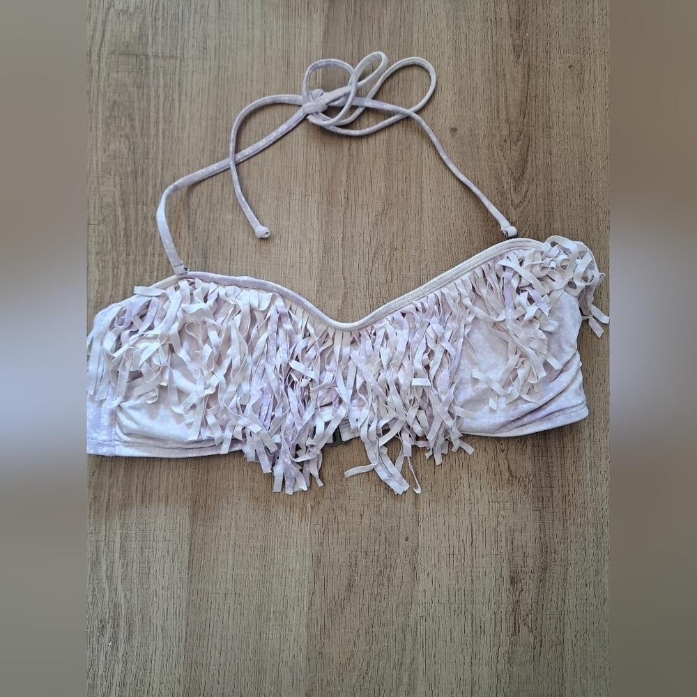 Abercrombie & Fitch Purple Floral Fringe Swimsuit Bikini Top Size Large